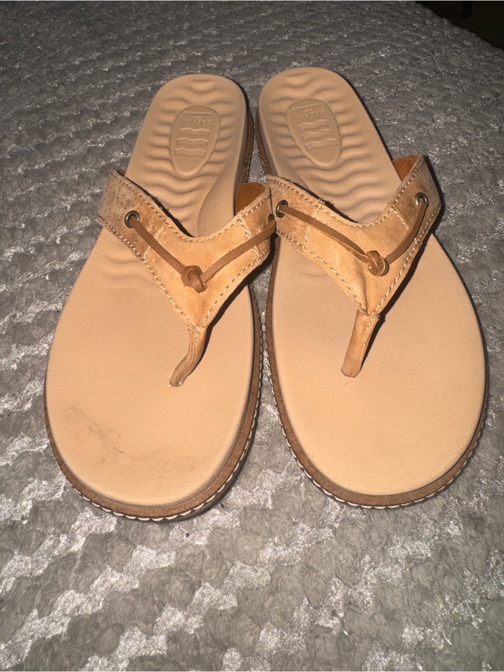 Sperry Tan Leather Thong Sandals - Picture 2 of 9